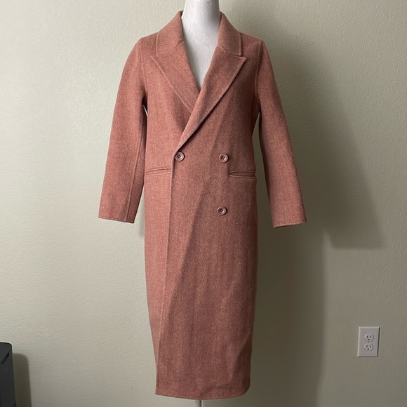 Jackets & Blazers - Coral/pink 100% wool trench coat size 36/S